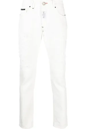 Philipp Plein Jeans rectos con efecto envejecido