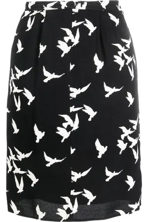 Saint Laurent Falda con palomas estampadas 1978