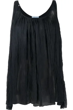 Prada Blusa de seda fruncida sin mangas