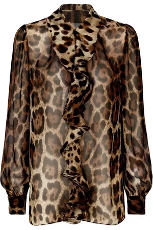 Dolce & Gabbana Blusa de seda con estampado de leopardo