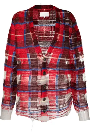 Maison Margiela Cárdigan con estampado de cuadros y efecto envejecido