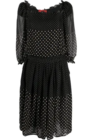VALENTINO GARAVANI Vestido de seda con estampado de lunares 1990