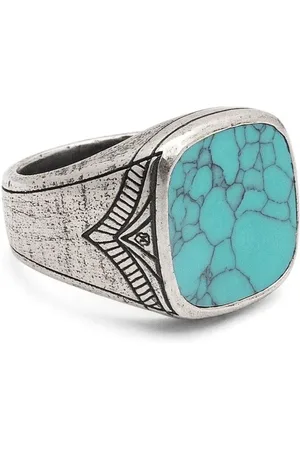 Nialaya Anillo de sello con detalle de turquesa