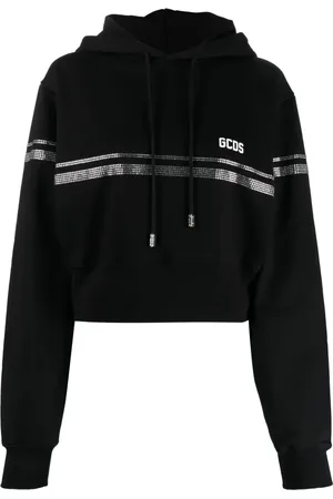 GCDS Hoodie corta con detalles de cristal