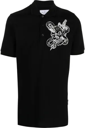 Philipp Plein Playera tipo polo con estampado de serpiente