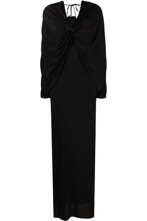 GIUSEPPE DI MORABITO Vestido largo drapeado con aplique floral