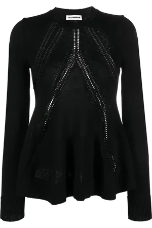 Jil Sander Top manga larga tejido con peplum