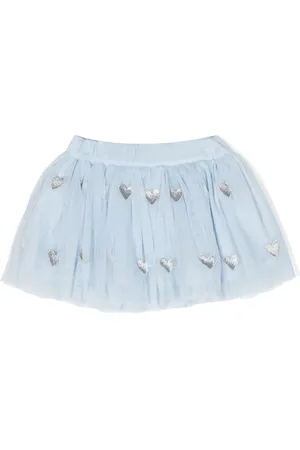 Stella McCartney Falda de tul con corazones bordados