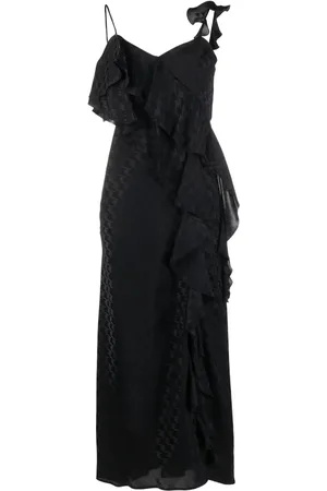 Msgm Vestido con motivo pied de poule y ribete de volantes