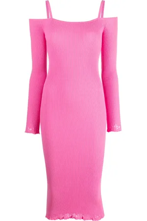 BLUMARINE Vestido tejido de canalé con hombros descubiertos