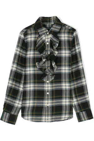 Ralph Lauren Camisa con cuadros estampados y volantes