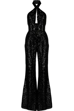 Elie saab Jumpsuit bordado con lentejuelas y cuello halter