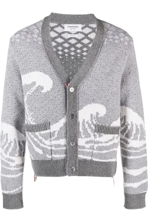 Thom Browne Cárdigan tejido con motivo de onda