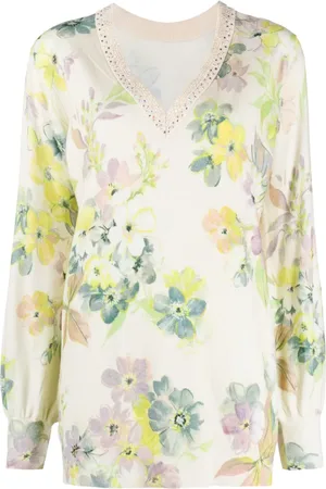 Twin-Set Suéter con estampado floral y cuello en V