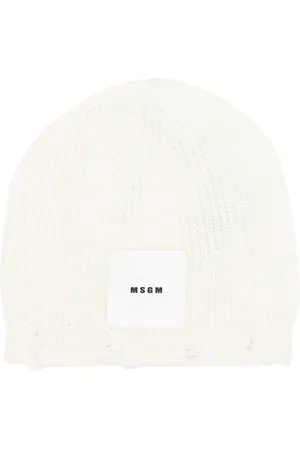 Msgm Gorro tejido de canalé con logo