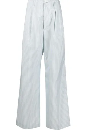 Auralee Pantalones anchos con tiro alto y motivo de rayas