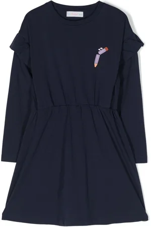 There Was One Kids Vestido con logo estampado y volantes