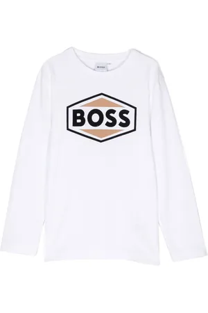 HUGO BOSS Playera manga larga con logo estampado