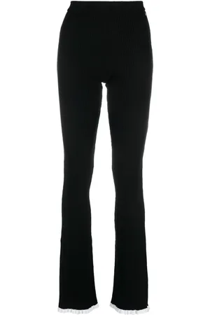 Msgm Pantalones tejidos con logo en intarsia con tiro alto