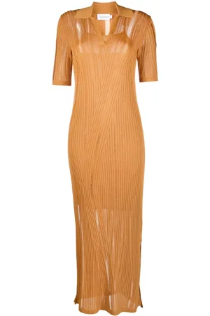 Calvin Klein Vestido tejido de canalé con cuello en V