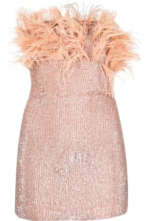 Retrofete Vestido corto con detalle de plumas