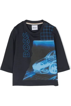 HUGO BOSS Top manga larga con logo estampado