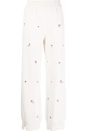 Barrie Pantalones de cachemira con bordado floral