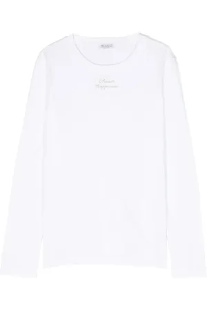 Brunello Cucinelli Playera manga larga con parche de letra