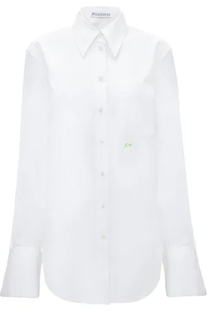 ASSUAL Camisa blanca con botones para mujer, blusas