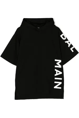 Balmain Vestido con logo estampado y capucha