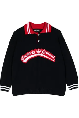 Emporio Armani Suéter tejido con logo en intarsia
