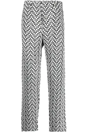 Issey Miyake Pantalones rectos con cuadros estampados