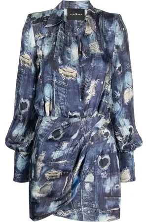 John Richmond Vestido corto estampado abstracto y detalle plisado