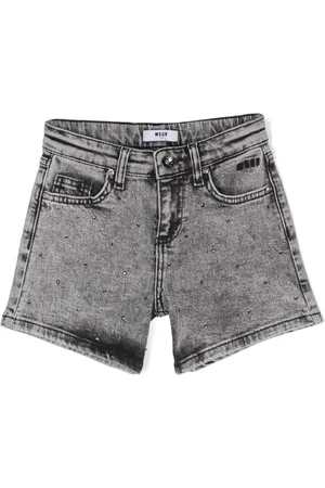 Msgm Shorts de mezclilla con detalles de cristal