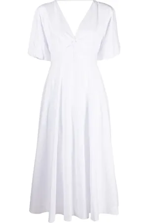 Staud Vestido midi Finley con cuello en V