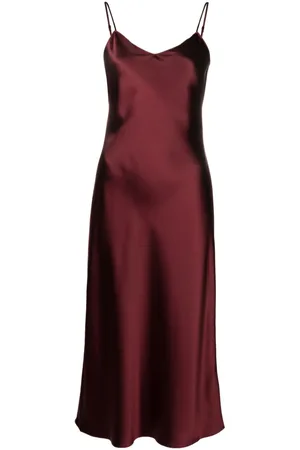 Ralph Lauren Vestido midi de seda con cuello en V