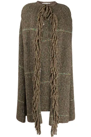 Stella McCartney Abrigo de tweed estilo capa de tejido grueso