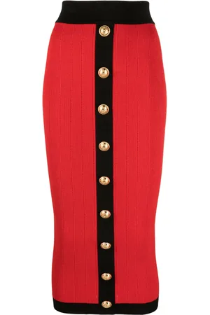 Balmain Falda midi con diseño tejido y botones