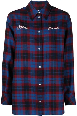 Kenzo Camisa con logo estampado y cuadros estampados