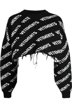 Vetements Suéter tejido con logo en intarsia y efecto envejecido