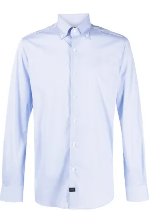 FAY Camisa con parche del logo y motivo de cuadros