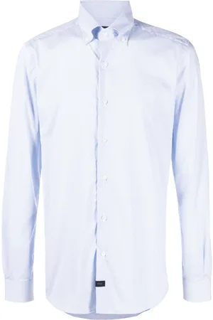 FAY Camisa con rayas diplomáticas estampadas y parche del logo