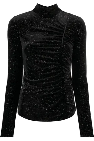 Patrizia Pepe Playera de terciopelo con detalles de glitter y aberturas