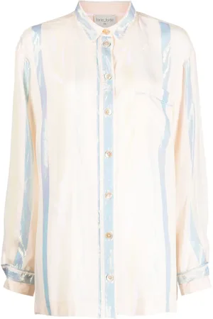 FORTE FORTE Camisa con efecto satinado y estampado de rayas