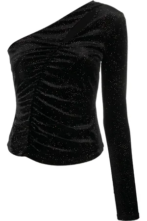 Patrizia Pepe Top de terciopelo asimétrico con glitter