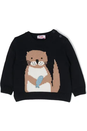 Il gufo Suéter de tejido de intarsia