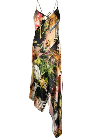 MONSE Slip dress asimétrica con estampado gráfico