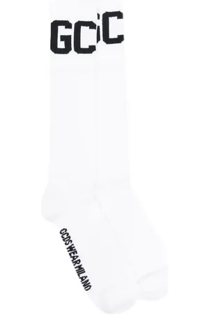 GCDS Calcetines de canalé con logo en jacquard
