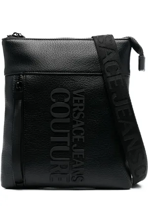 VERSACE Mochila tipo mensajero con logo en relieve