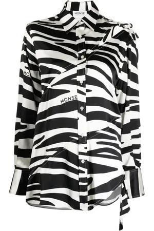 MONSE Camisa de seda con estampado de cebra